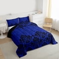 thumbnail image 3 of Manfei Damask Floral Pattern Full Size Comforter Sets,Vintage Baroque Bedding Comforter Set,Black Victorian Flower Bedding Sets For Adults,Breathable Home Decor Reversible,3pcs, 3 of 8