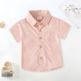 thumbnail image 2 of Coerni Boys' Short Sleeve Button Down Shirt Toddler Casual Dress Shirt Cotton Summer Top with Pocket Kids Solid Color Clothes, 2 of 9