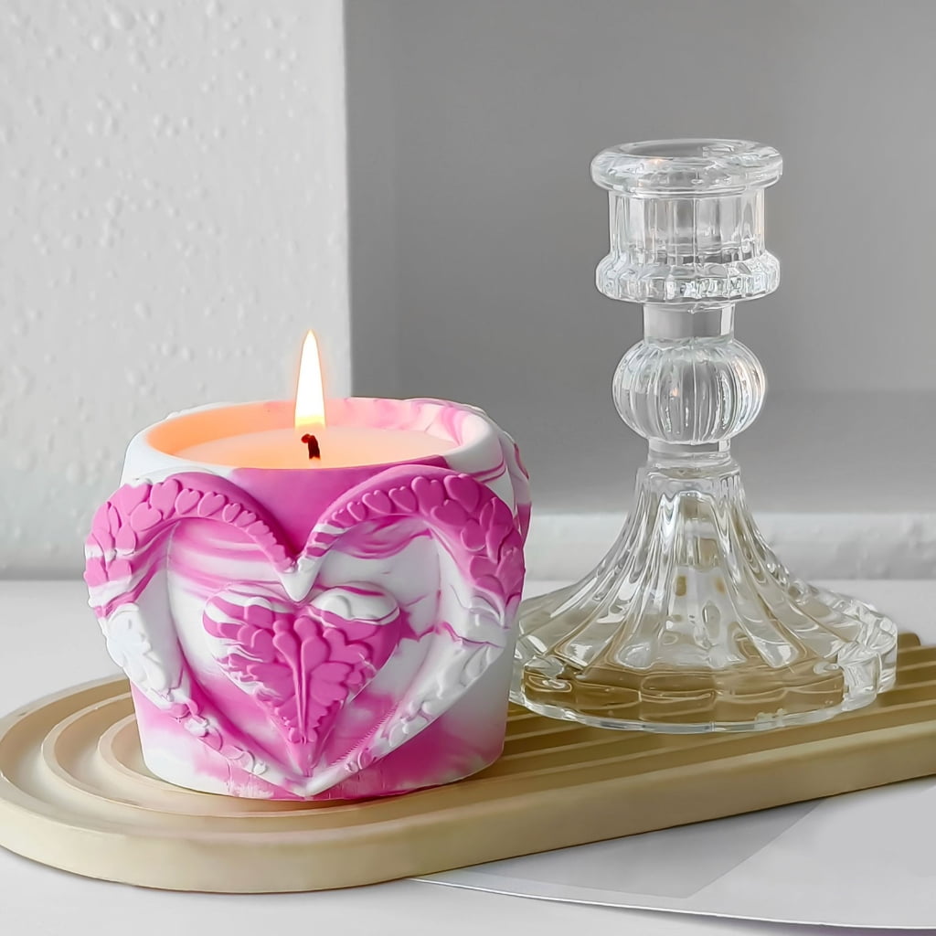 Aurgiarme Candle Cup Mold Heart Shape Planter Moulds for Crafting Unique Candle Cup Suitable for Handmade Candle Cup