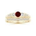 thumbnail image 4 of ANGARA Natural Aeon Vintage Style Ruby and Diamond Three Stone Engagement Ring in 14K Yellow Gold for Women (Size-4mm) | July Birthstone, Anniversary, Jewelry Gift for Women | Natural Ruby Ring, 4 of 9