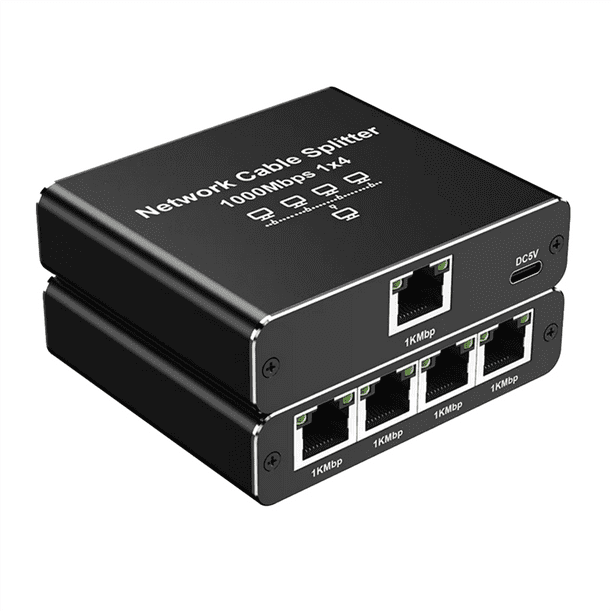Adaptador Ethernet de 1000 Mbps, Divisor de Internet LAN, Conmutador Gigabit Cat 6 RJ45 para PC, Portátil, TV Box, Enrutador 1 A 4