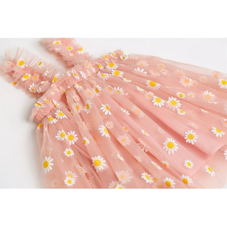 

nsendm Toddler Daisy Baby Casual Beach Summer Dress Clothes Girl Suspenders Floral Kids Girls Toddler Dress for Wedding Dress Pink 3-4 Years