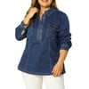 Agnes Orinda Junior's Plus Long Sleeve Classic Denim Jacket with Pockets
