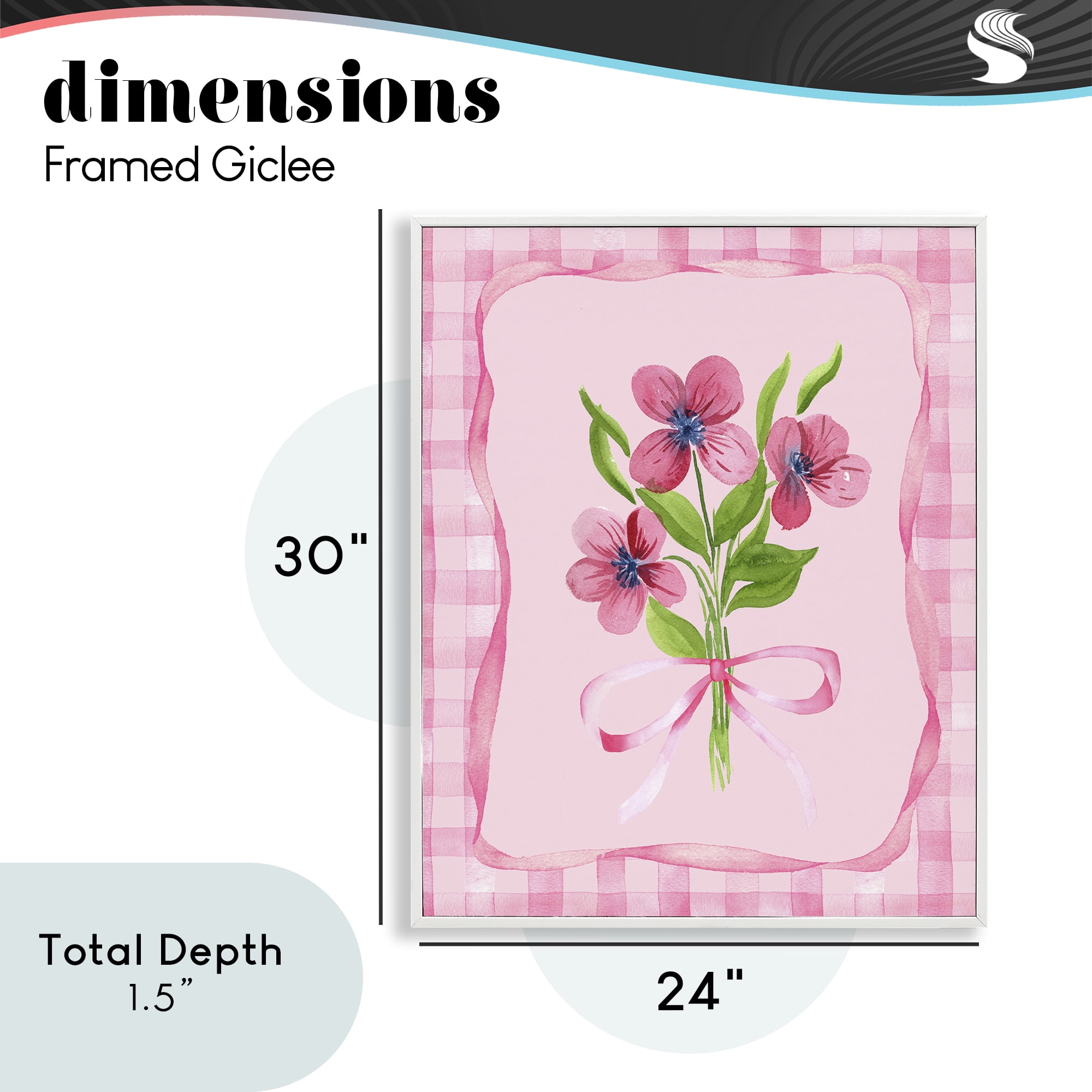 Pink Bordered Flower Bundle White Framed Giclee Art, design by Nina Jacobs