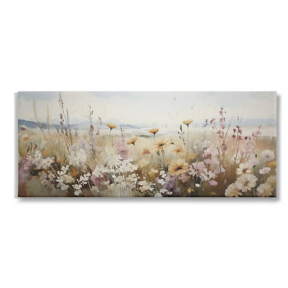 Stupell Industries Mountain Meadow Blooms Botanical & Floral Painting Gallery Wrapped Canvas Art Print Wall Art, 24 x 10