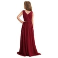 thumbnail image 4 of YiZYiF Girls' Beaded Chiffon Sleeveless Beaded Wedding Junior Bridesmaid Dance Prom Party Dress Burgundy 10, 4 of 7