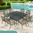 thumbnail image 2 of MEETWARM Outdoor 64" Square Patio Dining Table with Detachable Lazy Susan, All Weather Cast Aluminum Large Patio Furniture Table Set for 8 Seat with 24" Rotating Tray, Umbrella Hole, Dark Bronze, 2 of 9