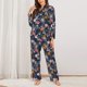 thumbnail image 2 of Balery Hawaiian Style Conjunto de Pijama con Estampado para Mujer, Conjunto de Dos Piezas con Manga Larga, Ropa de Dormir Suave con Bolsillos, Pijamas Cómodos-Medium, 2 of 7
