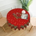 thumbnail image 3 of Christmas Red Round Tablecloth 60 Inch, Winter Snowflake Floral Table Cloth for Xmas Farmhouse Kitchen Decor, Wipeable Polyester Fabric Table Cover for Holiday Party, 3 of 6