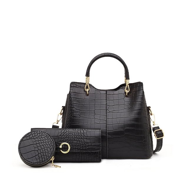 Bolso de mano de cuero Vintage para mujer, conjunto de 3 piezas, bolso de hombro inclinado, monedero de moda, bolso de gran capacidad