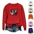 thumbnail image 5 of Graphic Sweatshirts for Women Love Print Round Neck Long Sleeve Cozy Tunic Tops Classic-Fitted Pullover Shirts (Red,XS), 5 of 5