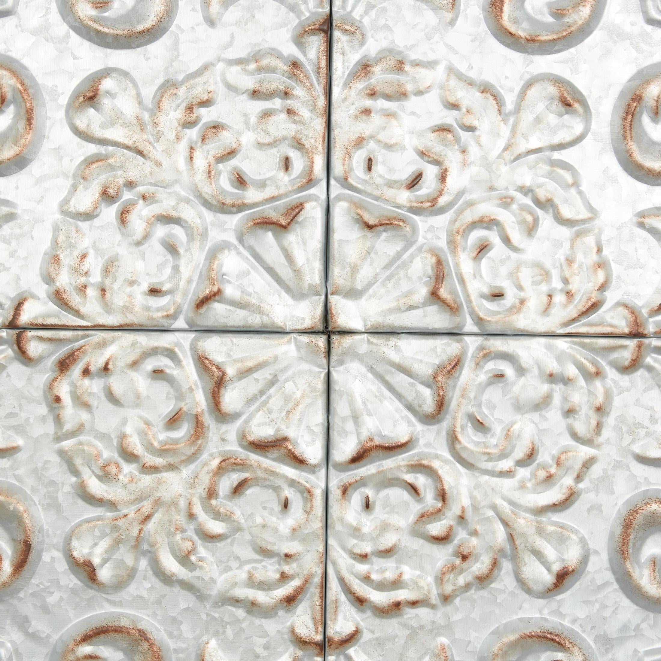 DecMode Gray Metal Scroll Wall Decor with Embossed Details