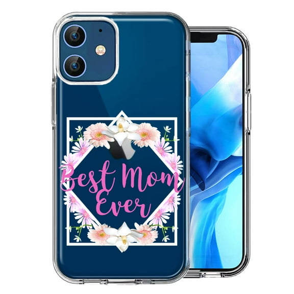 MUNDAZE for Apple iPhone 12 Best Mom Ever Mother's Day Flowers Double Layer Phone Case Cover