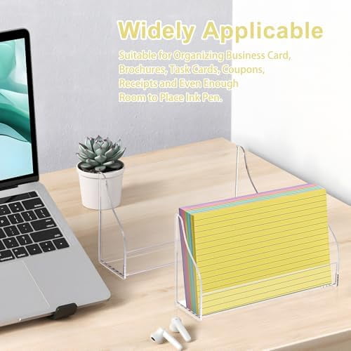 5x8 Acrylic Index Card Holder Index Card Display Stand For Desk Note Cards File Box Postcard Holder Business Stand Display Index Organizer Case for Office Business Desktop(No Cards)