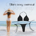 thumbnail image 4 of Sólido traje de baño de dos piezas para mujer Sexy Halter ultrafino elástico Spandex fiesta en la playa, 4 of 6