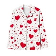 thumbnail image 5 of snilers Lounge Sets for Women 2 Piece Pajama Set Fashion Hearts Print Long Sleeve Button Down Shirts and Straight Leg Pants Matching Pjs Set Valentine's Day Clothes, 5 of 8