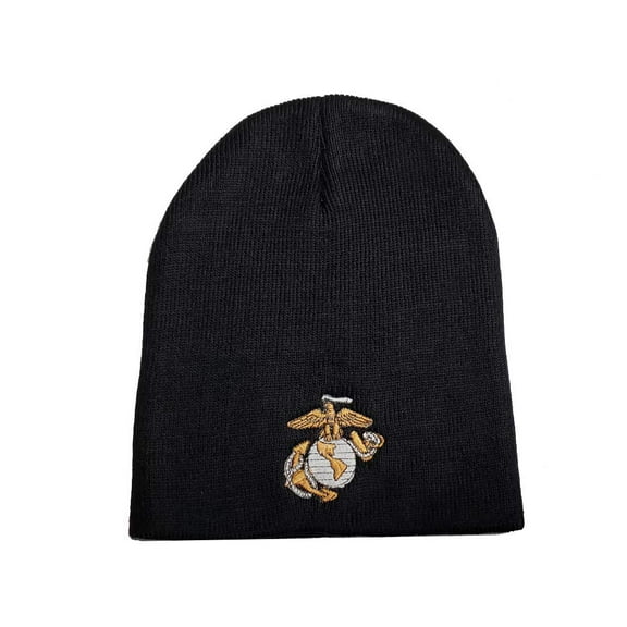 PPM Brands USMC Black Marines Marine Corps EGA Uncuffed Beanie Hat Cap Made in the USA WCAP031