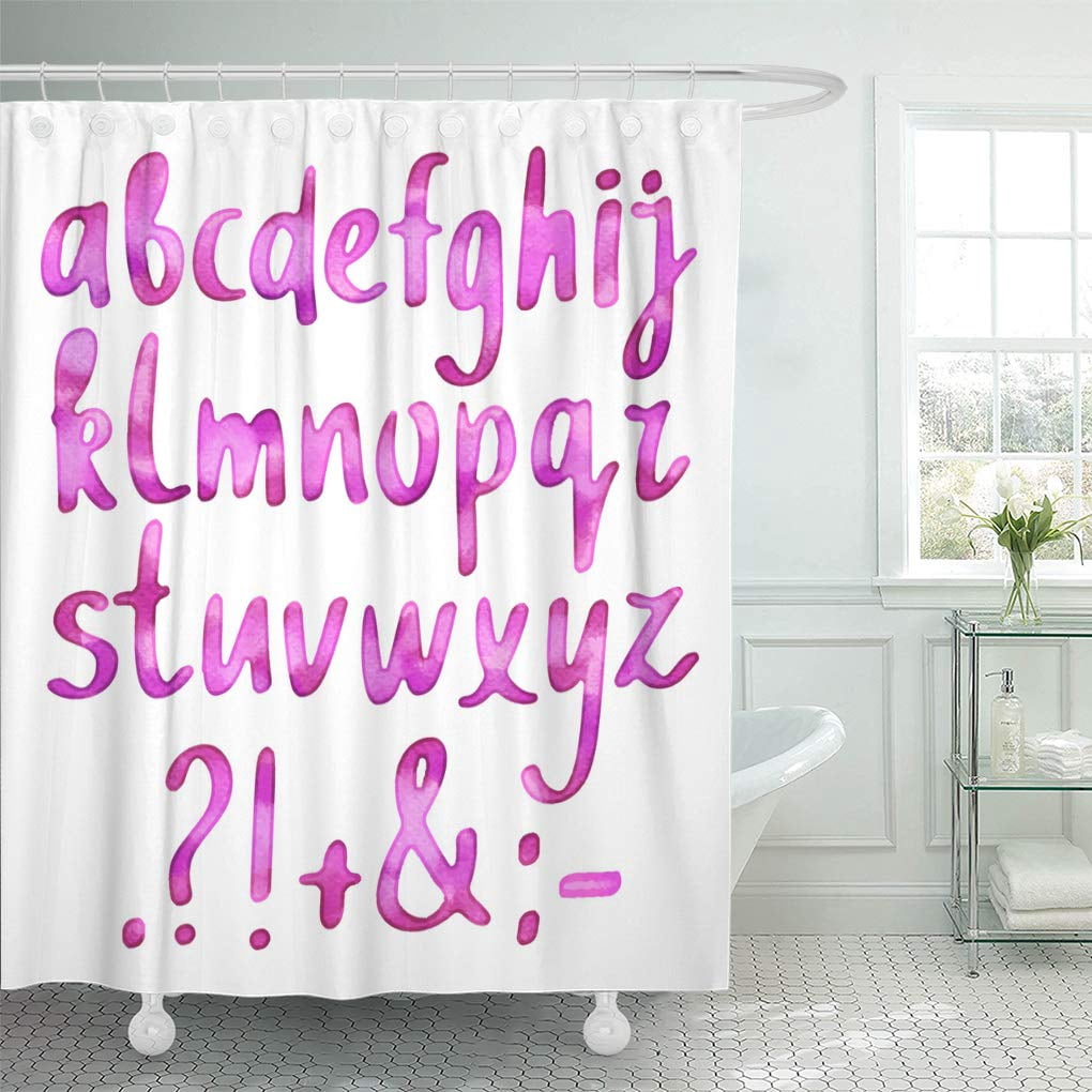 Yusdecor Red Water Watercolor Pink Brush Whiting Alphabet Letters Bathroom Decor Bath Shower Curtain 66x72 Inch Walmart Canada