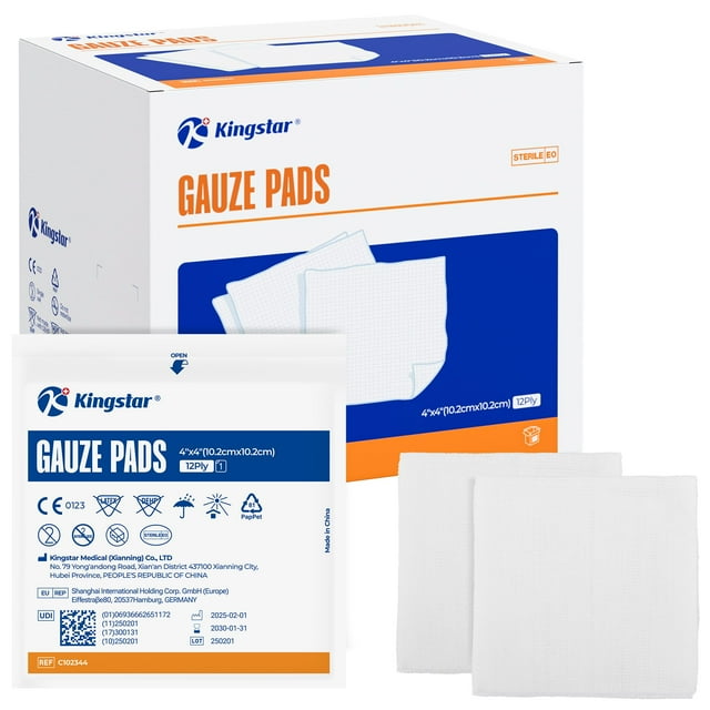 Almohadillas de gasa K Kingstar de 4 x 4 pulgadas, 12 capas, 100% algodón (paquete de 100)