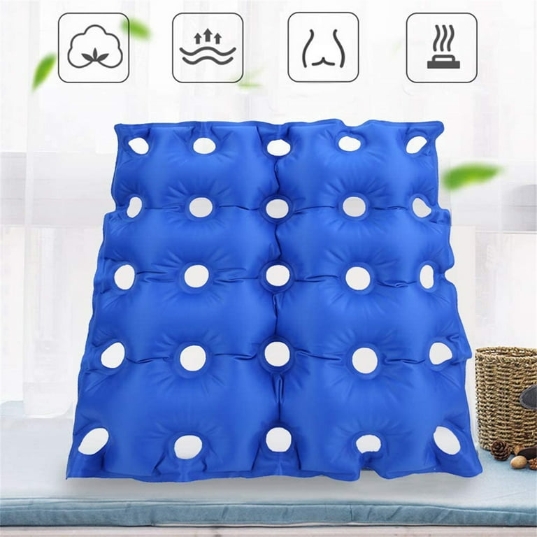 Inflatable Seat Cushions for Pressure Relief, Blue Wheelchair Air Cushion  for Bed Sore, Office Chair Cushion,Comfortable Waffle Pads,17.8x17.8inch 