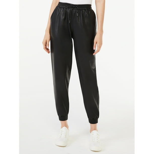faux leather joggers womens