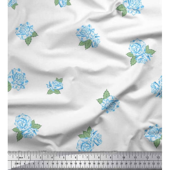 Soimoi Georgette Viscose Fabric Leaves & Rose Night Wear Print Fabric by The Yard 42 Inch Wide