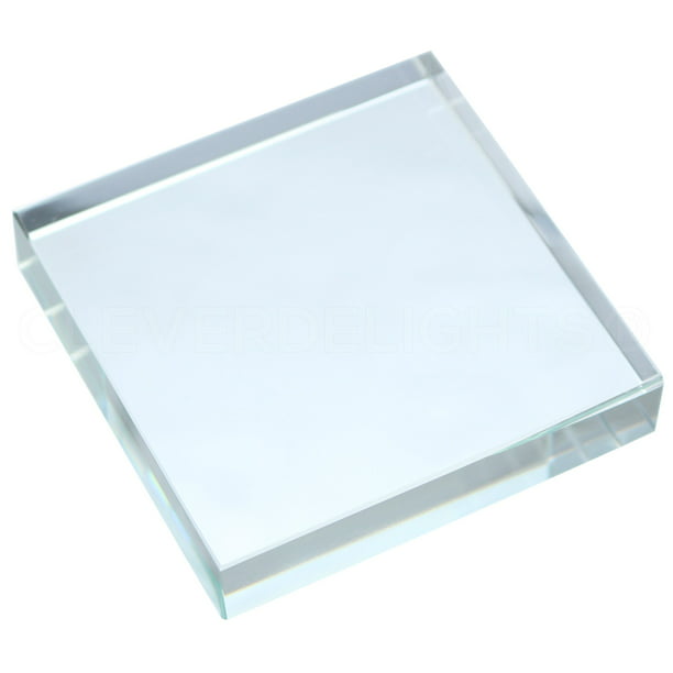 Cleverdelights 3 Square Glass Tiles, Clear Glass Tiles