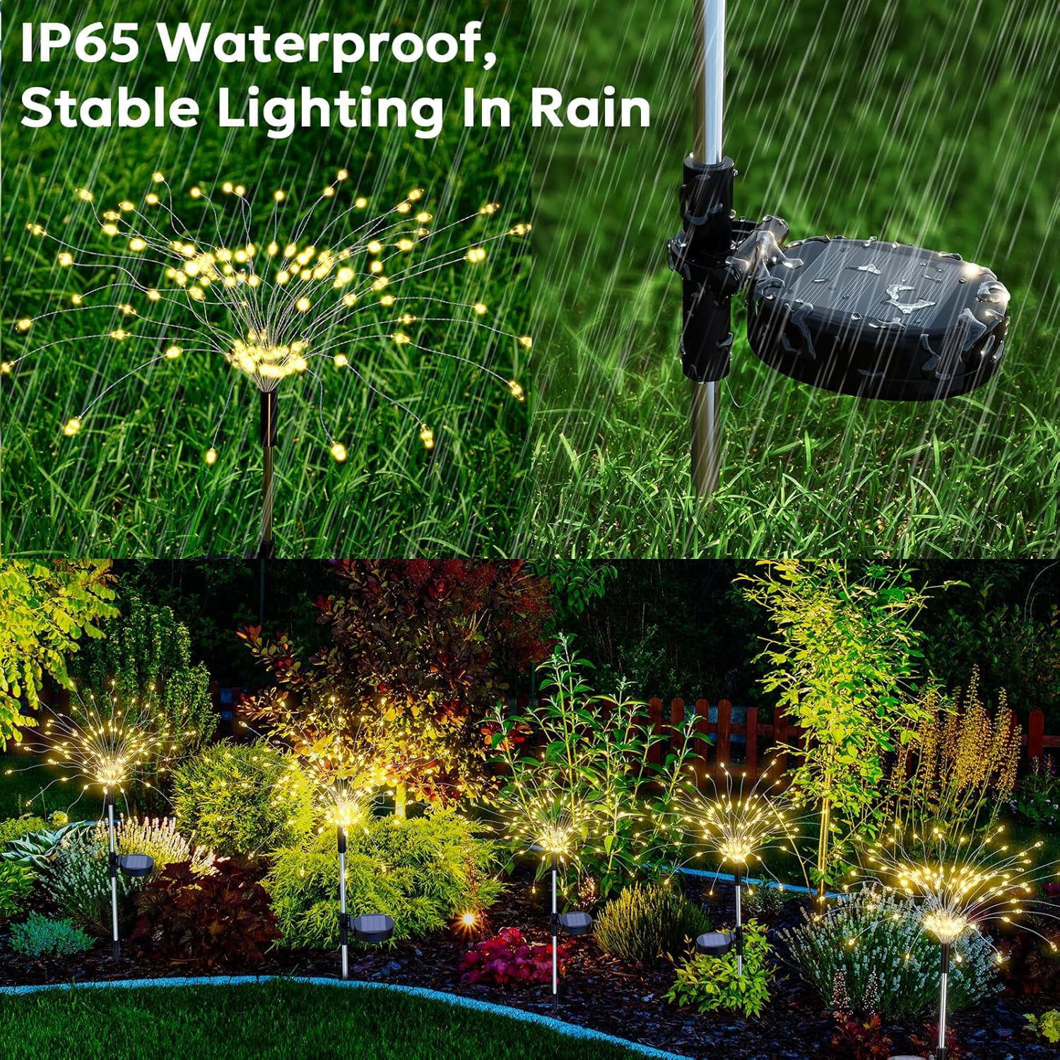 Fountwell Solar Fireworks Lights 200 LED – Waterproof Garden Fairy Light for Outdoor Patio Backyard Party Decor