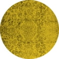 thumbnail image 1 of Ahgly Company Machine Washable Indoor Round Oriental Yellow Industrial Area Rugs, 5' Round, 1 of 4