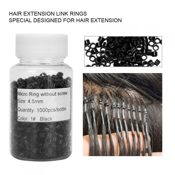 Anillos de extensión de cabello de Silicona, 1000PCS/Bottle 4.5MM Silicona Bucles de extensión de cabello para Extensiones de Pelo con Punta de unión, Cuentas de extensión de c Peluquería o Afeitado Fugacal NO