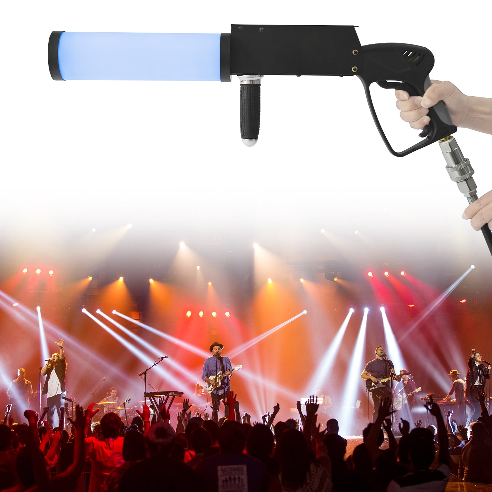 Black+White Acrylic Handheld Fog Gun LED CO2 Fog Manual Cannon Special Effects Fog Machine Gun Party Bar