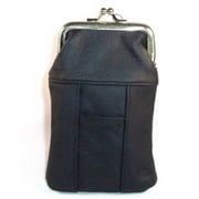 Womens Leather Cigarette Case & Lighter Holder (Black)