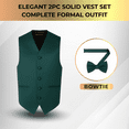thumbnail image 4 of Oliver George 2pc Men's Solid Formal Suit Vest Waistcoat Tuxedo Dress Vest Bow Tie Set For Suit or Tuxedo Forest Green Medium, 4 of 6