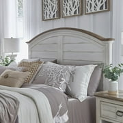 Meadowbrook White-Washed Wood Farmhouse King Size Arched Panel Headboard