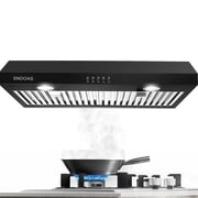 Range Hood 30 inch Under Cabinet,Black Stainless Steel Range Hood with 500 CFM,Ductless Range Hood Black,Kitchen Vent Hood 30 inch with 3 Way Venting,Baffle Filters,LED Light