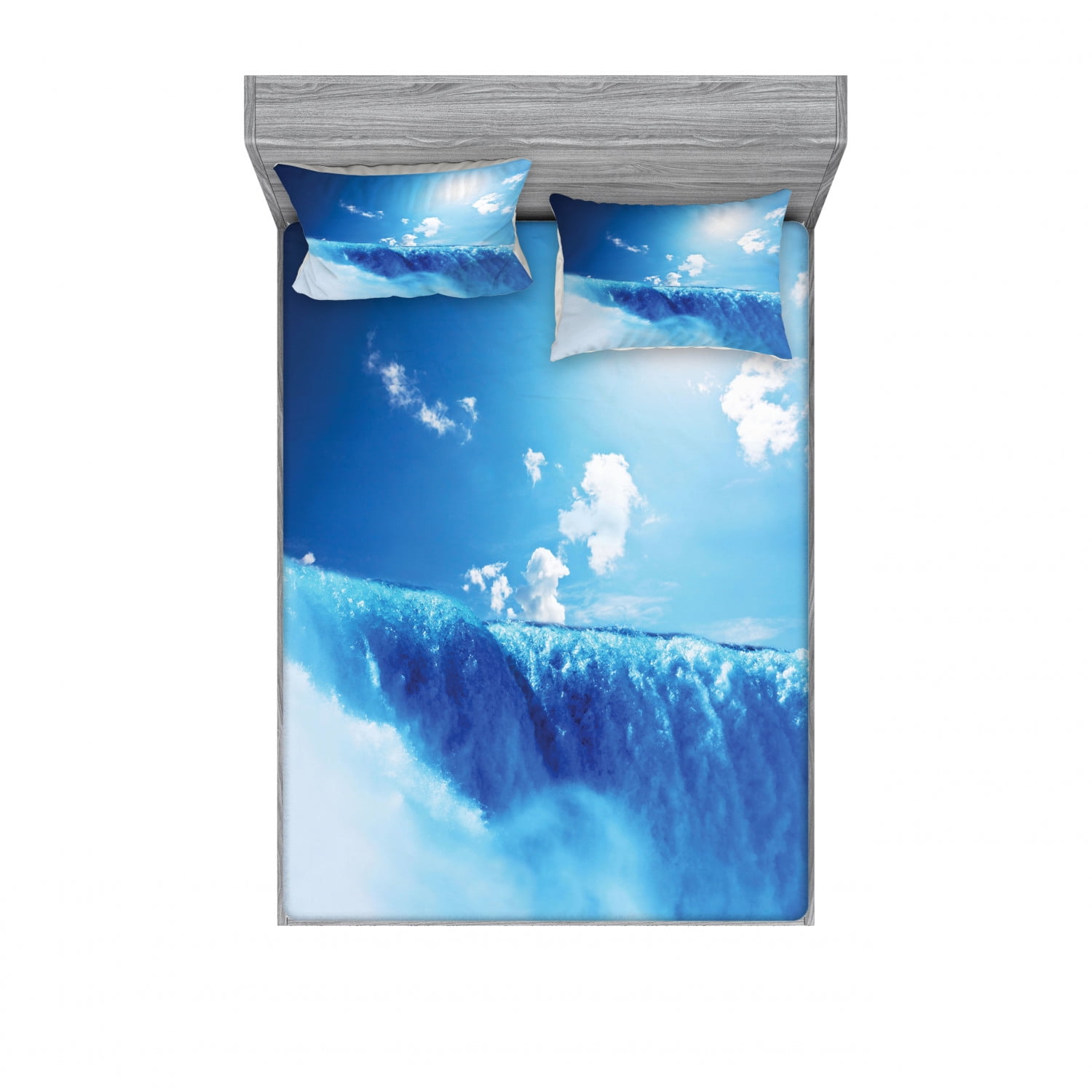 Waterfall Bedding Set with Sheet & Covers, Niagara Falls and Clear Sky