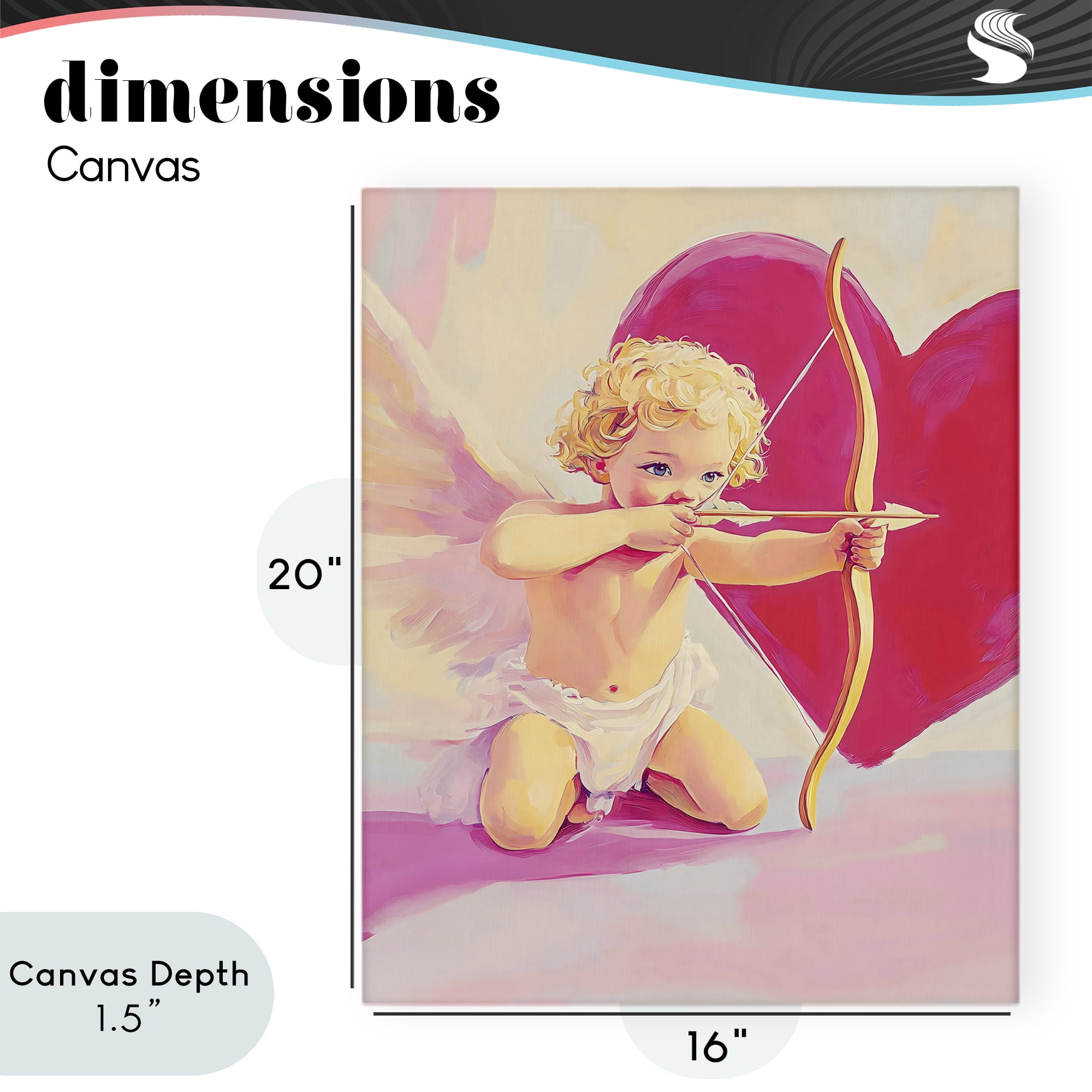 Stupell Industries Cupid Shooting Arrow with Heart Canvas Wall Art, design by The Prints Vibe