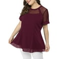 thumbnail image 6 of Agnes Orinda Women's Plus Size Round Neck Peplum Short Sleeve Mesh Sheer Summer Tops 4X Red, 6 of 8