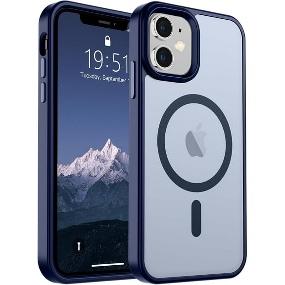 Magnetic for iPhone 12 Case/iPhone 12 Pro Case (Compatible with MagSafe)(10 FT Military Grade Drop Protection) Slim Translucent Matte Shockproof Women Men Girl Phone Cover,Navy Blue