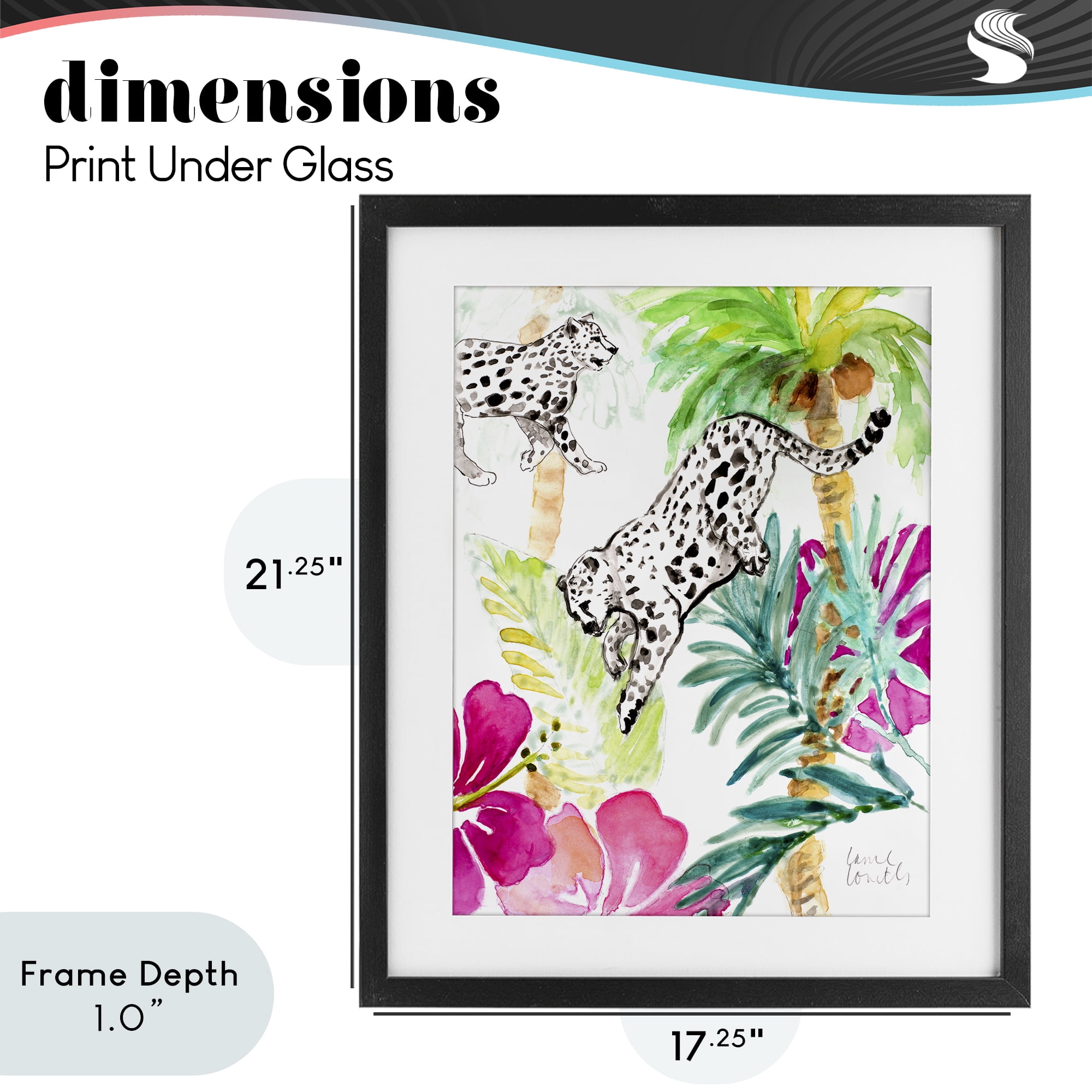 Stupell Industries Tropical Island Cheetahs Black Framed Print Under Glass, design by Lanie Loreth