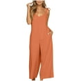 thumbnail image 2 of HOZADOIE Jumpsuits for Women Solid Color V Neck Sleeveless Flattering Summer Casual Overalls Rompers Beach Vacation Fashionable Jumpers, 2 of 7