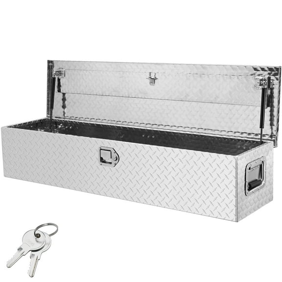VEVOR Truck Tool Box 48"x15"x15" Aluminum Alloy Waterproof Bar Tread Tool Box Tool Storage Organizer for Pick Up Truck Bed