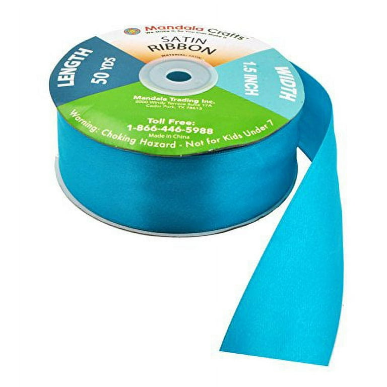 Teal Satin Ribbon 1 1/2 Inch 50 Yard Roll for Gift Wrapping, Weddings,  Hair, Dresses, Blanket Edging, Crafts, Bows, Ornaments; by Mandala Crafts 