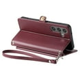 thumbnail image 6 of For Samsung Galaxy A55 5G Wallet Phone Case-PU Leather Flip Cover with 3 Credit Card Slots,Hidden buckle Pocket & Detachable Shoulder Strap and Wrist Strap,Shockproof,Wine red,For Galaxy A55 (5G), 6 of 10