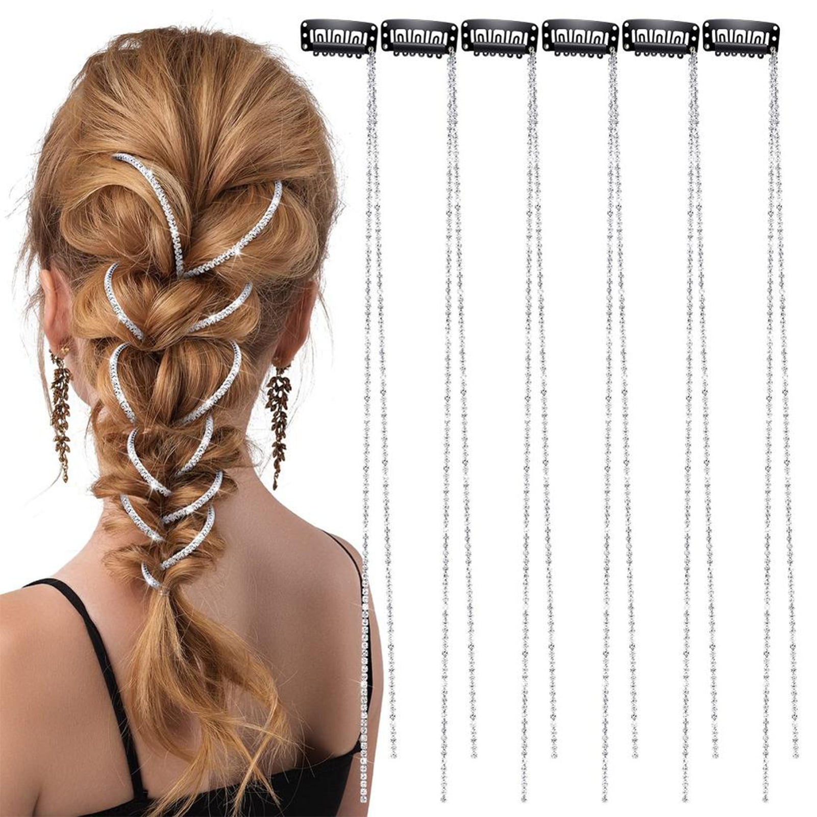 Rhinestone Hair Chains - Hair String Bling Strand For Enhance Your Hairstyle  6Pcs - Tassel Hair Chain Add Sophisticated And Elegant Touch To Hair And  Comfortable To Wear 