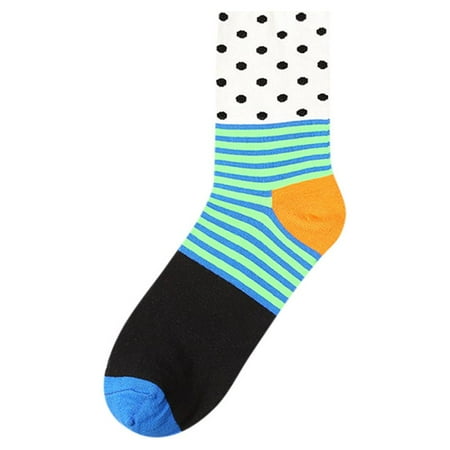 

Compression Socks Men New Fashion Stripe Dot Print Color Block Cotton Colorful Casual