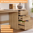 thumbnail image 4 of Joaxswe Fluted Office Desk 48" with 3 Drawers Storage File Cabinet Wood Farmhouse Desk for Computer Office Bedroom Home Furniture Natural Oak, 4 of 10