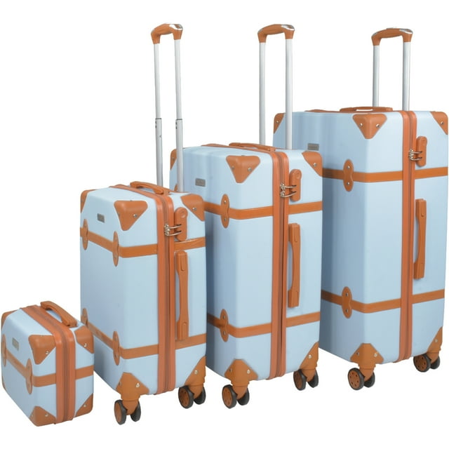 Set 4 Maletas Vintage Rack and pack 4 Ruedas Resistentes Retro Tipo Baul Cielo