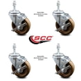 thumbnail image 2 of 4 Inch High Temp Phenolic Swivel 10mm Threaded Stem Caster Set with Brake, 2 of 2