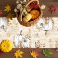 thumbnail image 3 of Fall Table Runner Thanksgiving White Pumpkins Table Runners Vintage Floral Autumn Maple Leaves Cotton Linen Dresser Scarf Kitchen Dining Table Decor for Fall Holiday Party Decor 13x36 Inch, 3 of 9
